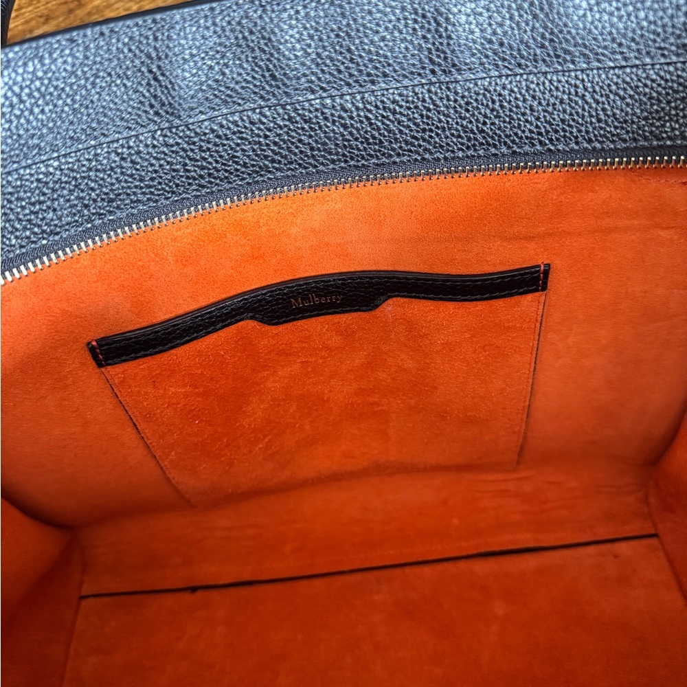 Mulberry Black Leather Tote with Orange Interior - Picture 5 of 12
